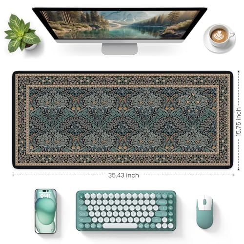 iCasso Desk Cover Mat, Office Mouse Pad, Desk Protector Mat, Extra Large Matt for Desktop,Anti-Slip XXL Big Mousepad with Stitched Edges for Computer Keyboard Retro Black - color: A-retro Black