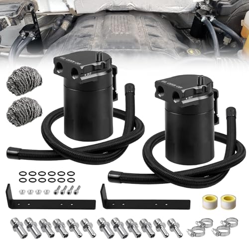 RULLINE 2PCS Universal 350ml Reservoir Tank Oil Catch Can Tank 0046 Aluminum Polish Baffled Reservoir with Bracket Black - color: 2PCS Black, size: Upgraded version with bracket