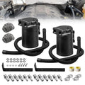 RULLINE 2PCS Universal 350ml Reservoir Tank Oil Catch Can Tank 0046 Aluminum Polish Baffled Reservoir with Bracket Black - color: 2PCS Black, size: Upgraded version with bracket