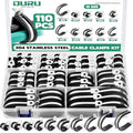 OURU 110PCS Cable Clamps Assortment Kit,10 Sizes—1/4" 5/16" 3/8" 1/2" 5/8" 3/4" 1" 1-1/4" 1-1/2" 1-3/4" Stainless Steel Rubber Coated Cushioned Insulated Cable Clamp,Automotive Wire Pipe Clamps - size: 110PCS KIT