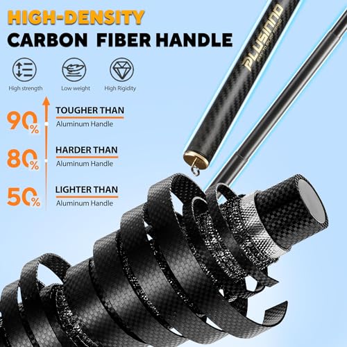 PLUSINNO Floating Fishing Net with Telescoping Handle, Carbon Fiber Ultralight Long Fish Net, Collapsible Landing Net 6.56/7.86Ft, Fishing Gear Kayak Accessories for Bass Trout Salmon - style: 7.86 Ft Full Length