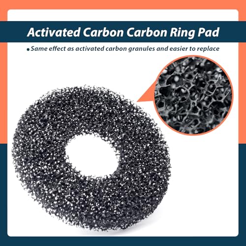 Round Sponge Foam Filter Pads and Carbon Rings Replacement for Biorb Aquarium Accessories, 10Pcs Carbon Pads and 10Pcs Foam Pads