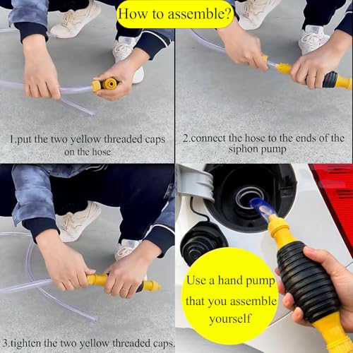 Gas Siphon Pump for Gasoline, Syphon Hand Pump with 3.3Ft Siphon Hose, Transfer Pump for Water, Fuel, Liquid, Aquarium (one hose)