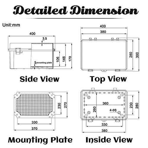 Sunnyglade ABS Plastic Dustproof Waterproof IP65 Junction Box Universal Durable Electrical Project Enclosure with Lock (15.7“x11.8”x7”) - size: 15.7“x11.8”x7”