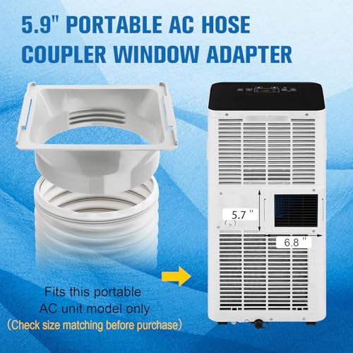 Portable Air Conditioner Hose Kit 5.9" Dia 59" Length Universal AC Hose with Adapter Flexible Exhaust Hose and AC Unit Tube Connector for Portable Air Conditioner Vent AA02 - size: Dia 5.9" Exhaust Hose L 59"&Coupler AA02