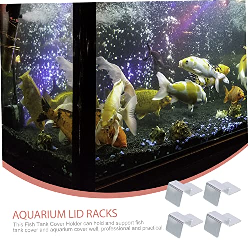 MERRYHAPY 4pcs Lid Support Racks for Fish Tanks Practical Aquarium Cover Clips for Heat Preservation Compatible Turtle and Pet Glass Tanks Elegant Design for Various Aquariums