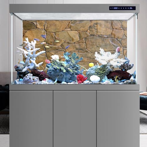 AWERT Stone Aquarium Background Rocky Fish Tank Background Rock Terrarium Background 48x18 inches Vinyl - size: 48x18in/120x45cm