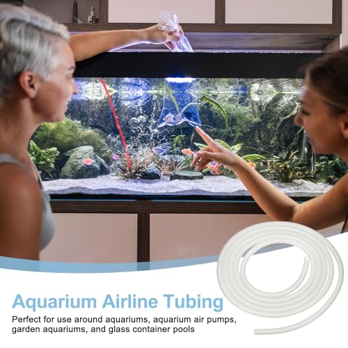 Aquarium Airline Tubing, 5/32"(4mm) ID x 1/4"(6mm) OD 4.9ft PVC Flexible Tube, (2Pcs, White), Intended for Fish Tank Air Pump/Aquarium/Garden/Terrarium Pond - color: White