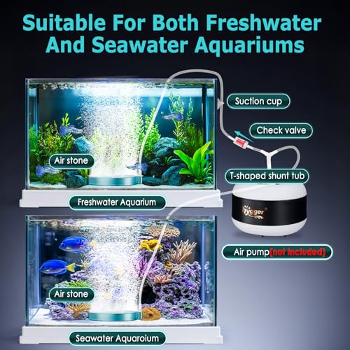 hygger Aquarium Air Stone 2 Inch, Fish Tank Bubbler Stone, Air Bubble Aerator Oxygen Diffuser, Air Pump Accessories for Aquariums, Fish Tanks, Hydroponics and Ponds - size: 2 Inch