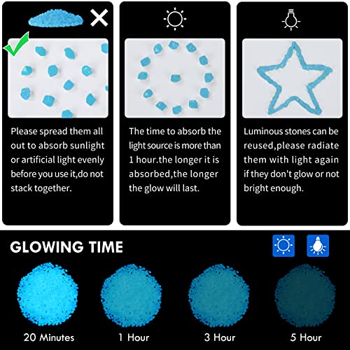 850pc Luminous Pebble Stones Glowing Rocks Indoor Outdoor Decor Luminous Stone for Garden Patio Aquarium Walkway Driveway(Blue) - size: 850, style: Blue