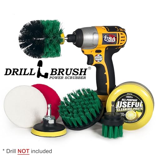 Electric Spin Scrubber Kitchen Cleaning Set with Multi-Purpose Cleaner Paste - Lemon Lime Scented, Stainless Steel Appliance, Oven, Stove Top, Microwave, Sink, Counter Top, Grout, Baseboard Cleaner - color: Green