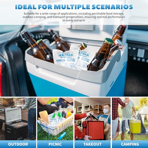 50 Pcs Reusable Ice Packs for Coolers (3.7''x4.9'') - Long-Lasting Gel Freezer Packs for Lunch Boxes, Shipping, Camping, Beach & Fishing | Keep Food/Drinks Fresh - style: 3.7''x4.9'' Packs of 50
