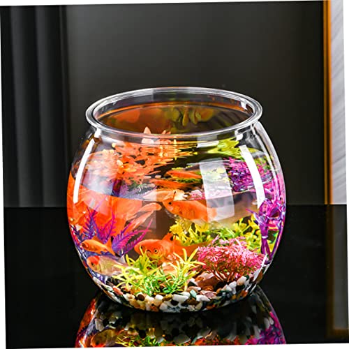 Transparent Plastic Fish Bowl Tank Small Aquarium for Betta Fish Goldfish Portable Round Design Easy Maintenance Fall Resistant for Home Office Turtle Care - size: 16.5x16.5cm