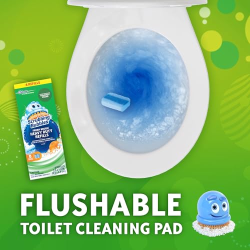 Scrubbing Bubbles Toilet Bowl Wand Cleaner Refills, Fresh Brush Heavy Duty Cleaner Toilet Refill Pads, Removes Limescale & Odors, Citrus Scent, 8 Count (Pack of 1) - size: 8 Count (Pack of 1)