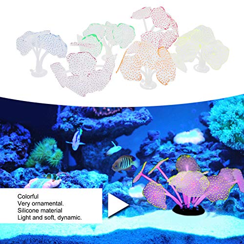 HERCHR 6 Pack Glow Fish Tank Decorations, Silicone Coral Aquarium Decorations Glowing Plants Corals for Aquarium Fish Tank Ornament Glowing Coral Fish Tank Decorations Plants Glow Coral Ornament