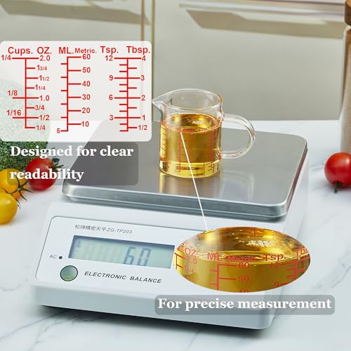 Ackers BORO3.3 Measure Glass -[Insulated handle | V-Shaped Spout]-Made of High Borosilicate Glass Measuring for Kitchen or Restaurant, Easy to Read, 60 ML (2 Oz) 丨(2 Pack) - size: 60ML/2OZ