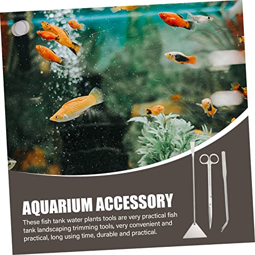 1 Set Stainless Aquarium Tool Set Multi Function Scissors Scraper Shovel for Precision Aquascaping Durable Resistant Stainless Steel for Delicate Water Plants