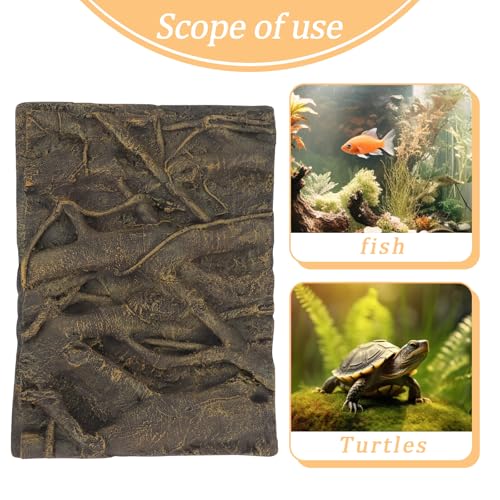 balacoo 3D Foam Rock Reptile Background Aquarium Background Rain Forest Tree Roots Fish Tank Decorations (Brown)
