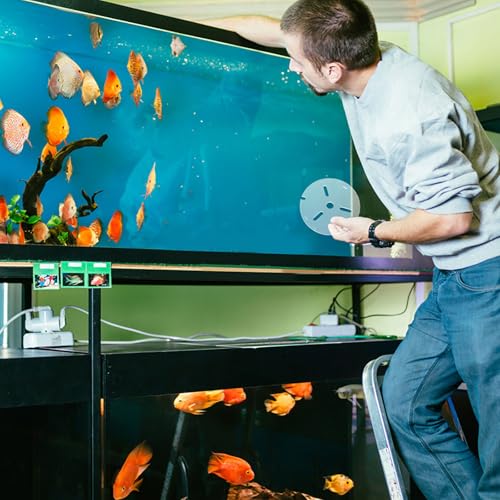 Clear Aquarium Lid: Rimless Acrylic Fish Tank Top Cover, Cat-Proof Anti-Jump Aquarium Hood Terrarium Lid with Holes Feeding Betta, Reptiles, 20cm/8in Dia.