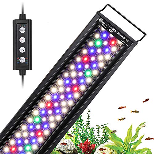 hygger 42W 24/7 Lighting Aquarium LED Light, Sunrise-Daylight-Moonlight Mode and DIY Mode, Timer Adjustable Brightness Fish Tank Light with Extendable Bracket 7 Colors for Planted Tank - size: 42W for 48~54inch Tank