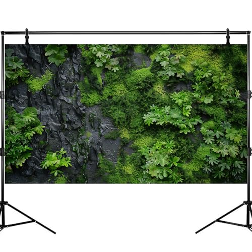 Rock Wall Texture Aquarium Background Green Moss Black Rock Wall Fish Tank Background Nature Green Moss Fern Reptile Tank Backgrounds Rocky Texture Reptile Tank Terrarium Backgrounds Decor 48x24in - color: Black_Green, size: 48(W)x24(H)inches/ 120(W)*60cm