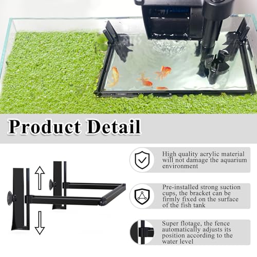 Pryitier Aquarium Floating Plant Barrier, Floating Plant Corral Self Adjusts to Water Level Fish Tank Fence Keeps the Floaters Away from the Filter