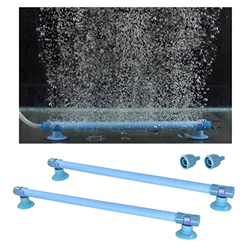 WishLotus 2 Pieces Length Aquarium Air Stone Bubble Wall with Suction Cups, Fish Tank Bubbler Air Bar Tube Bubble Release Diffuser Bar for Fish Tank Air Pump (Blue) - color: Blue