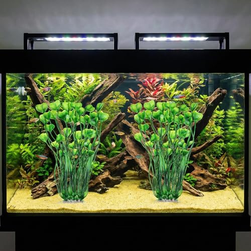 1 Pack Tall Aquarium Plants Plastic Realistic 15.35 Inches Aquarium Plants with Weighted Base Artificial Green Fish Tank Decor for Fish Tanks Aquascaping