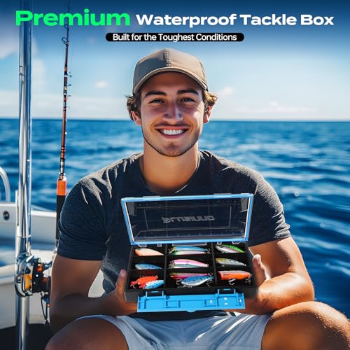 PLUSINNO Tackle Box Organizer, 1/2 Packs Waterproof Tackle Trays, Fishing Tackle Box with Removable Dividers, Fishing Box Tackle Trays and Terminal Tackle Storage - style: New -1 Pack