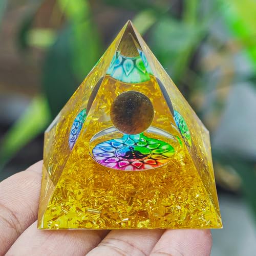 2inches Pyramid Decor Natural Crystal Energy Generator Pyramid Chakra Energy Crystal Pyramid Yoga Meditation Tool for Home Decoration Fengshui Ornaments Gift(2 inches Pyramid - Golden Crystal) - color: 2 Inches Pyramid - Golden Crystal