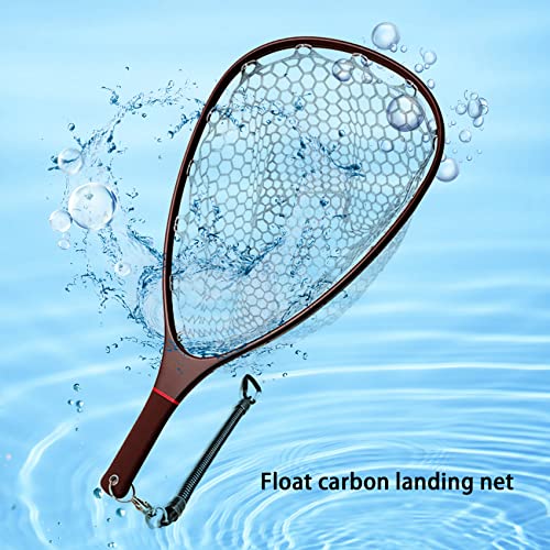Aventik Fly Floating Fishing Net Carbon Fiber Landing Trout Net Light Weight Clear Rubber Ghost Net Catch & Release - color: Standard black with smoke magnetic release