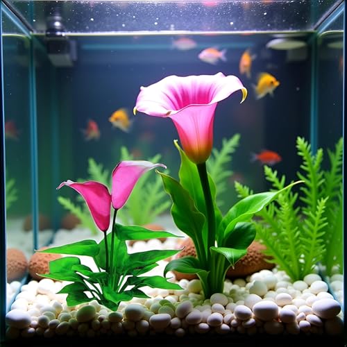 Flower Aquarium Decoration Artificial Aquatic Plant Waterweed Craft Silk Plastic Plants,Artificial Fish Tank Decorations,Used for Household and Office Simulation Hydroponic,Aquarium Plants