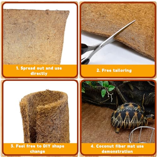 Hamiledyi 35.4×15.7" Reptile Carpet Coconut Fiber Substrate Large Lizard Cage Mat Coco Fiber Liner Snake Bedding Natual Coconut Fiber Carpet for Bearded Dragon Turtles Iguana Tortoises - size: 15.7x35.4inch