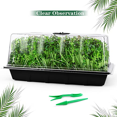 Hahood 6 Packs Seed Starter Tray Kits with Humidity Dome, Plastic Germination Growing Trays with Plants Labels, Planting Tools for Seeds Growing Starting, Germination and Seedling Propagation - color: Black