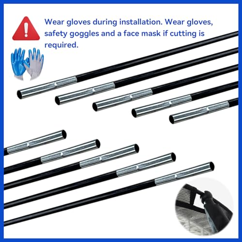 Universal Trampoline Fiber Glass Rods to Replace The Top Ring of Net Enclosure, Fiberglass Poles for 12/14/15Ft Frame with Tube Caps, Not for The Plastic T Connector - size: For 12FT Trampoline Frame