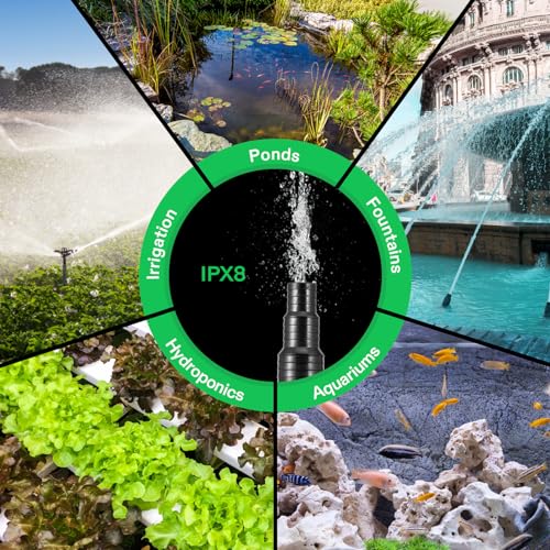 VIVOSUN 2700 GPH Submersible Water Pump with Barrier Bag, 120W Pond Pump, Ultra Quiet Aquarium Pump with 15FT. Lift Height for Pond, Waterfall, Fish Tank, Statuary, Hydroponic - size: 120W with Barrier Bag