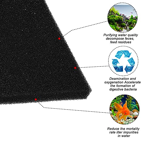 Honoson 4 Pack Aquarium Bio Sponge Filter Media Pad Cut to Size Filter Foam Sponges Open Cell Foam Sheet for Aquarium Fish Tank Sump Ponds Hydroponics(8 x 4 x 1 Inch,Black)