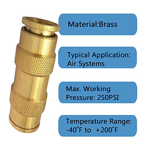 5/8" Tube OD Push-to-Connect Pneumatic Fittings Set - DOT Air Brake Line Fittings, 5pcs Air Hose Quick Connect Fittings - color: DOT Air Fittings Union, size: 5/8 Inch