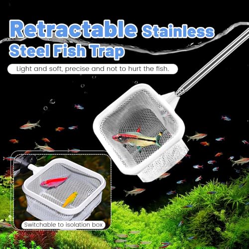2 Pcs Fish Net for Fish Tank Long Handle, Fish Net Aquarium Small, Shrimp Net, Fine Mesh Aquarium Net Skimmer, Fish Tank Fishing Net, Fish Tank Nets Fine Mesh Tank for Aquarium Accessories