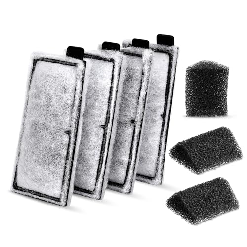 hygger HG009 Aquarium Filter Replacement Carbon Filter Cartridges 4 Pcs with Triangle Filter Sponge 3 Pcs (S) - size: S