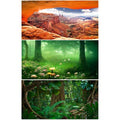 3 Pack Forest Reptile Habitat Background Tropical Rainforest Aquarium Background Foggy Forest Sunray Mushrooms Terrarium Wallpaper Rock Mountain Clear Blue Sky Fish Tank Poster 48x24in - size: 48(W)x24(H)inches/ 120(W)*60cm(H)