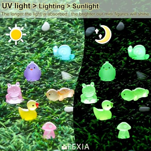 FEXIA 100 Pcs Mini Resin Ducks 6 Types Bulk to Hide Luminous Mini Resin Animals Glow in The Dark for DIY Garden Combination Sets for Micro Landscape Aquarium Party Decor - color: 6 Kinds-100pcs
