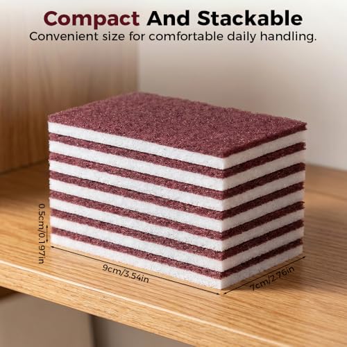 Carborundum Sponge Pads, Heavy Duty Scouring Sponges for Stainless Steel Pans, Reusable Cleaning Scrub Pads, Removes Grease Stains, Kitchen Dish Cleaning Tools (20)
