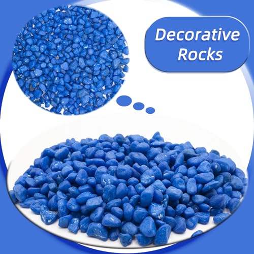 Blue Pebbles for Crafts, 0.9 Pound Natural Polished Aquarium Gravel, Decorative Pebbles for Indoor Plants, Turtle Tank, Vase, Succulents Cactus, Garden Landscaping - color: Blue