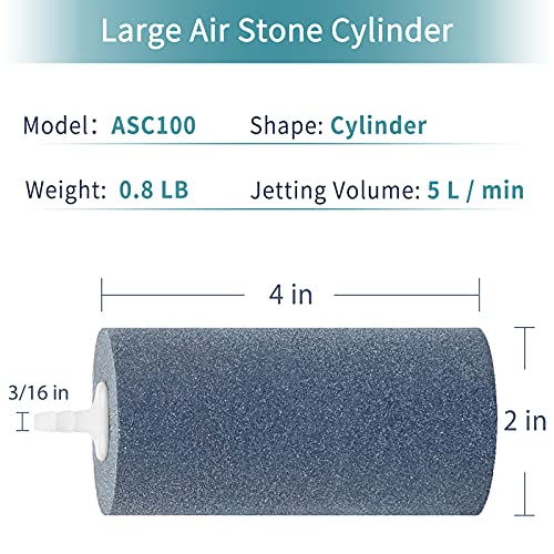 Pawfly 8 PCS Large Air Stones Cylinder, 4 x 2 Inch Aerator Bubble Diffuser for Ponds, Aquarium or Fish Tank - size: 4x2" (8 Pack)