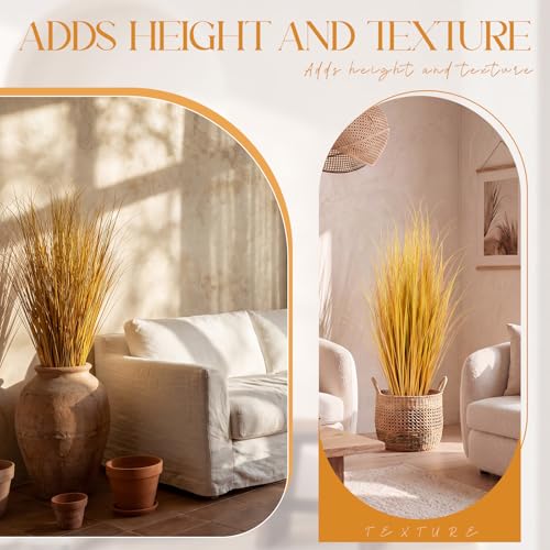 Jexine 2 Pieces Tall Artificial Grass Plant Potted Artificial Greenery Floor Plants Fake Pampas Grass Tall in Pot for Housewarming Gift House Garden Bathroom Lobby Indoor Outdoor (Fall,3 ft) - color: Fall, size: 3 ft