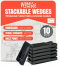 Wobble Wedge - Flexible Plastic Shims - Black - Multi-Purpose Wedges, Standard Size Wedge - 1.92" x 1.11" x 0.25" - size: 10