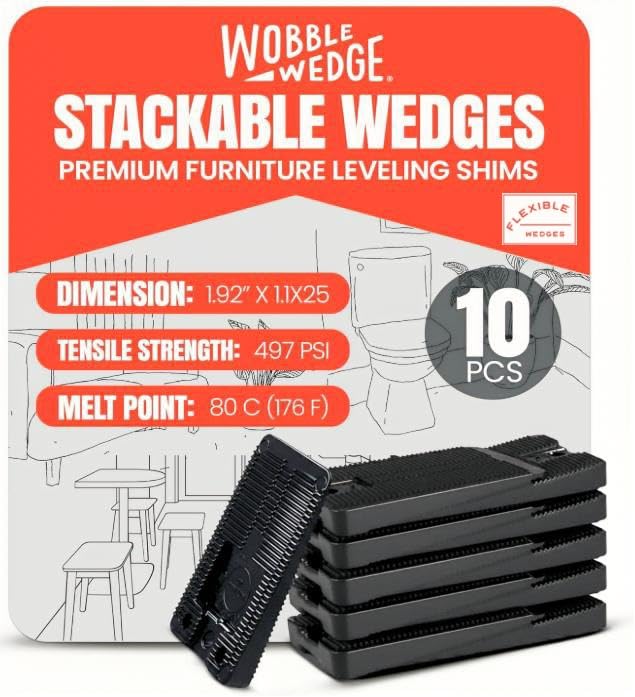 Wobble Wedge - Flexible Plastic Shims - Black - Multi-Purpose Wedges, Standard Size Wedge - 1.92" x 1.11" x 0.25" - size: 10