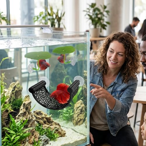 4Pcs Betta Hammock, Betta Fish Tank Accessories with Floating Betta Hide, Betta Fish Tank Decorations for Aquarium Enthusiasts