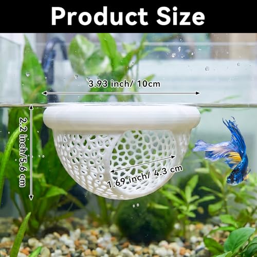 Floating Betta Shrimp Cave, Multi-Functional Aquarium Hammock for Hiding Feeding, Floating Betta Fish Skins with Feeding Ring, Tank Resting Spot for Small Fish Betta Shrimp (White, Large) - color: White, size: Large
